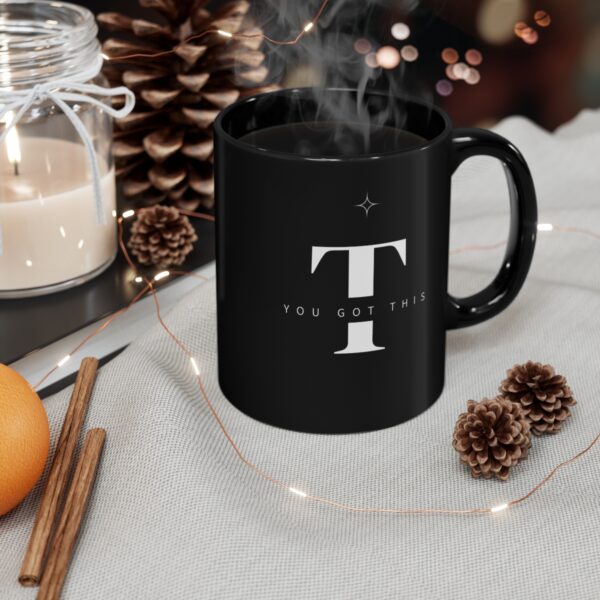 Personalize Initial Mug, 11oz Black Mug